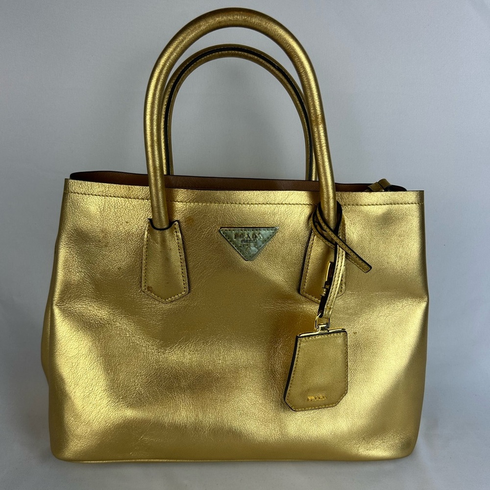 Vintage PRADA Gold Bauletto Bag Soft Calf Newly Opened Accessories RECEIPT Real